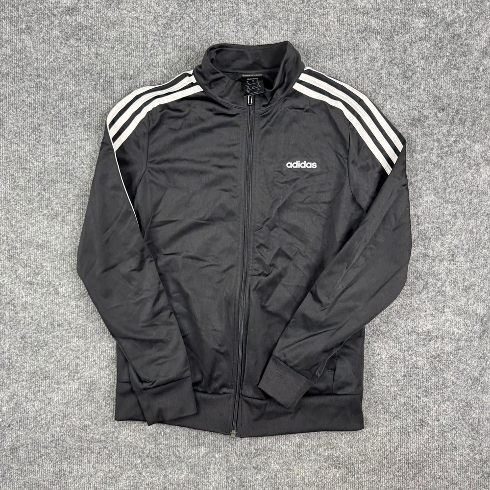 Adidas Track Jacket Mens Size M Black White Stripe Zip Up Athletic Sportswear
